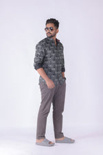 Load image into Gallery viewer, MENS COTTON BLACK PRINTED SLIM FIT FULL SLEEVE CASUAL SHIRT