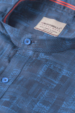 Load image into Gallery viewer, MENS COTTON BLUE PRINTED SLIM FIT FULL SLEEVE CASUAL SHIRT