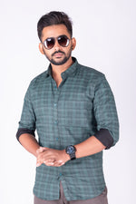 Load image into Gallery viewer, MENS COTTON GREEN PRINTED SLIM FIT FULL SLEEVE CASUAL SHIRT