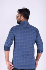 Load image into Gallery viewer, MENS COTTON BLUE PRINTED SLIM FIT FULL SLEEVE CASUAL SHIRT