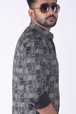 Load image into Gallery viewer, MENS COTTON BLACK PRINTED SLIM FIT FULL SLEEVE CASUAL SHIRT