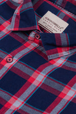 Load image into Gallery viewer, MENS COTTON BLUE CHECKERED SLIM FIT FULL SLEEVE CASUAL SHIRT