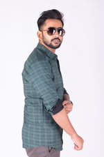 Load image into Gallery viewer, MENS COTTON GREEN PRINTED SLIM FIT FULL SLEEVE CASUAL SHIRT