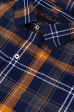 Load image into Gallery viewer, MENS COTTON BLUE CHECKERED SLIM FIT FULL SLEEVE CASUAL SHIRT