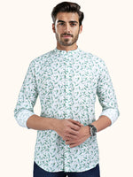Load image into Gallery viewer, Men Smart Fit Floral Print Green Full Sleeve Shirt
