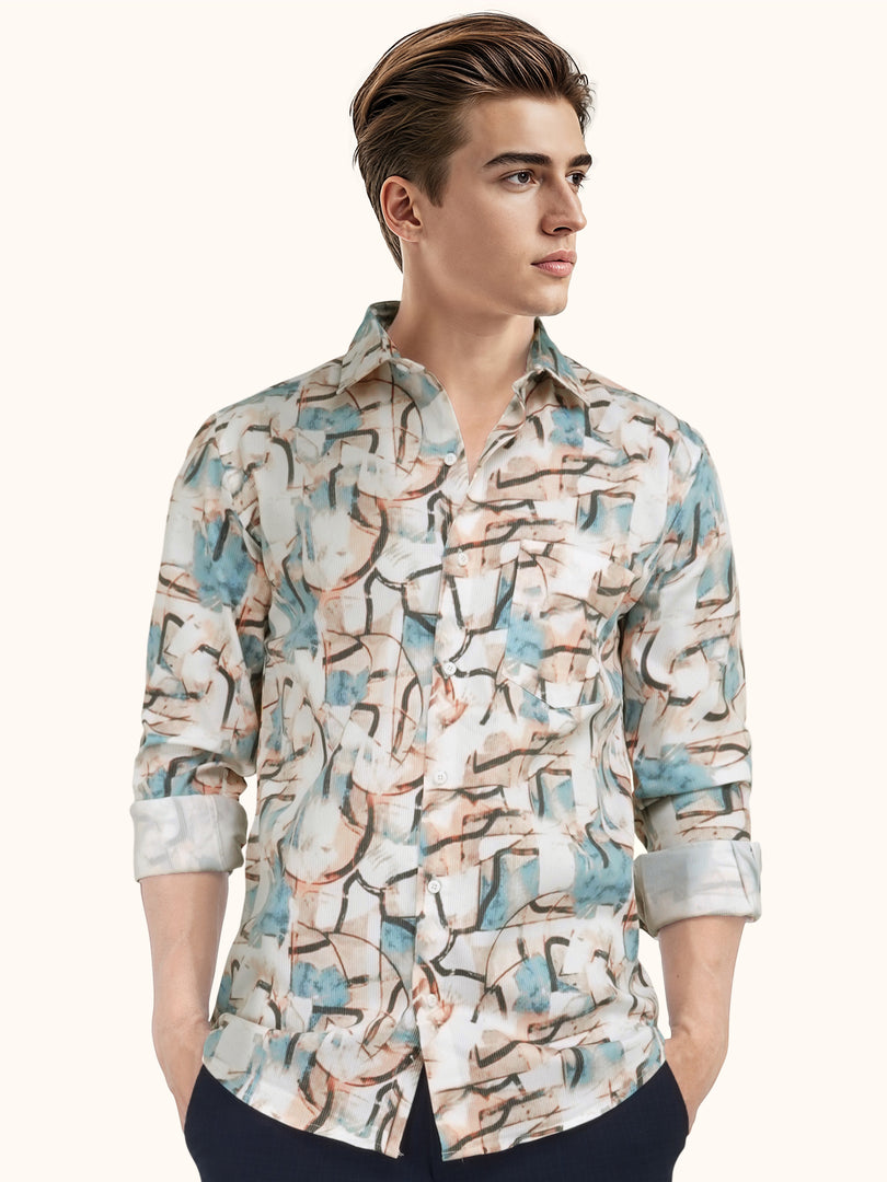 MENS CRACKER MULTI COLOR PRINTED SLIM FIT FULL SLEEVE CASUAL SHIRT