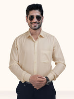 Load image into Gallery viewer, MENS CREAM PLAIN SMART FIT FULL SLEEVE FORMAL SHIRT
