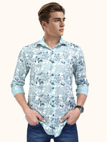 Load image into Gallery viewer, Men Smart Fit Floral Print Green Full Sleeve Shirt
