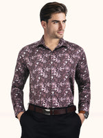 Load image into Gallery viewer, Men Smart Fit Floral Print Brown Full Sleeves Shirt
