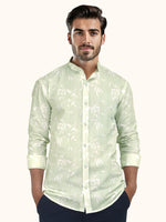 Load image into Gallery viewer, Men Smart Fit Floral Print Green Full Sleeve Shirt
