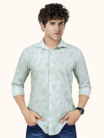 Load image into Gallery viewer, Men Smart Fit Abstract Print Green Full Sleeve Shirt
