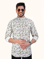 Load image into Gallery viewer, Men Smart Fit Floral Print Mustard Full Sleeve Shirt
