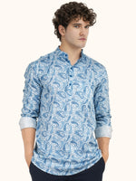 Load image into Gallery viewer, MENS COTTON SKY PRINTED SLIM FIT SHORT KURTA
