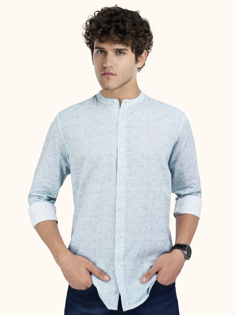 Men Smart Fit Abtract Print Rust Full Sleeve Shirt