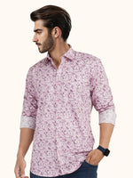 Load image into Gallery viewer, MENS COTTON PINK PRINTED SLIM FIT FULL SLEEVE CASUAL SHIRT
