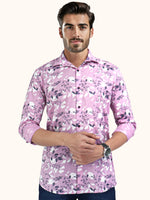 Load image into Gallery viewer, Men Smart Fit Floral Print Pink Full Sleeve Shirt
