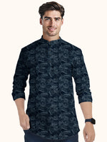 Load image into Gallery viewer, Men Smart Fit Floral Print Blue Full Sleeve Kurta
