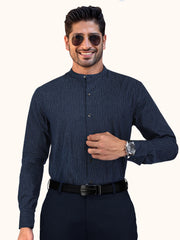 Men Smart Fit Abstract Print Blue Full Sleeves Shirt