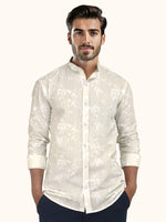 Load image into Gallery viewer, Men Smart Fit Floral Print Cream Full Sleeve Shirt
