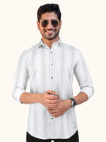 Load image into Gallery viewer, Men Smart Fit Stripped White Full Sleeve Shirt
