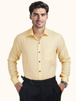 Load image into Gallery viewer, MENS YELLOW PLAIN SMART FIT FULL SLEEVE FORMAL SHIRT
