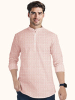 Load image into Gallery viewer, Men Smart Fit Abstract Print Peach Full Sleeve Kurta
