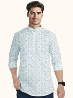 Load image into Gallery viewer, Men Smart Fit Floral Print Grey Full Sleeve Kurta
