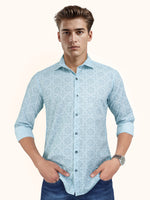 Load image into Gallery viewer, Men Smart Fit Floral Print Green Full Sleeve Shirt

