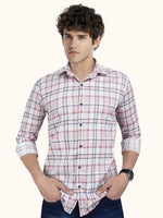 Load image into Gallery viewer, Men Smart Fit Chequered Pink Full Sleeve Shirt
