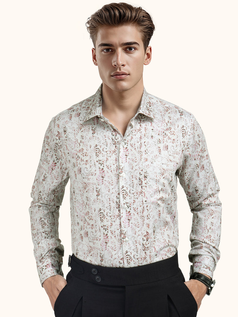 MENS COTTON MULTI COLOR PRINTED SMART FIT FULL SLEEVE FORMAL SHIRT