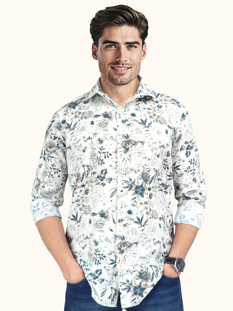 Men Smart Fit Floral Print Multicoloured Full Sleeve Shirt