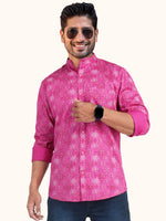 Load image into Gallery viewer, MENS COTTON PINK PRINTED SLIM FIT FULL SLEEVE CASUAL SHIRT
