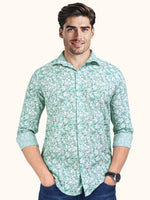 Load image into Gallery viewer, Men Smart Fit Floral Print Green Full Sleeve Shirt
