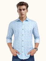 Load image into Gallery viewer, Men Smart Fit Floral Print Blue Full Sleeve Shirt
