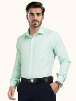 Load image into Gallery viewer, MENS GREEN PLAIN SMART FIT FULL SLEEVE FORMAL SHIRT
