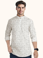 Load image into Gallery viewer, Men Smart Fit Floral Print Brown Full Sleeve Kurta
