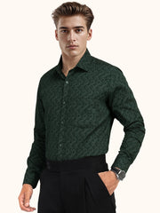 MENS COTTON GREEN PRINTED SMART FIT FULL SLEEVE FORMAL SHIRT