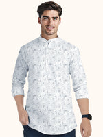 Load image into Gallery viewer, Men Smart Fit Floral Print White Full Sleeve Kurta
