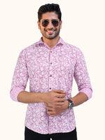 Load image into Gallery viewer, Men Smart Fit Floral Print Pink Full Sleeve Shirt
