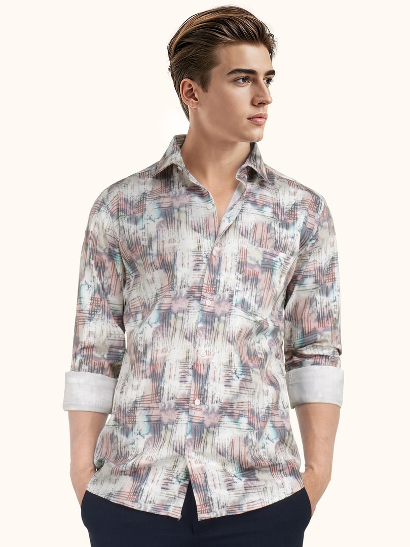 MENS CRACKER MULTI COLOR PRINTED SLIM FIT FULL SLEEVE CASUAL SHIRT