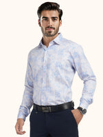 Load image into Gallery viewer, MENS COTTON SKY PRINTED SMART FIT FULL SLEEVE FORMAL SHIRT
