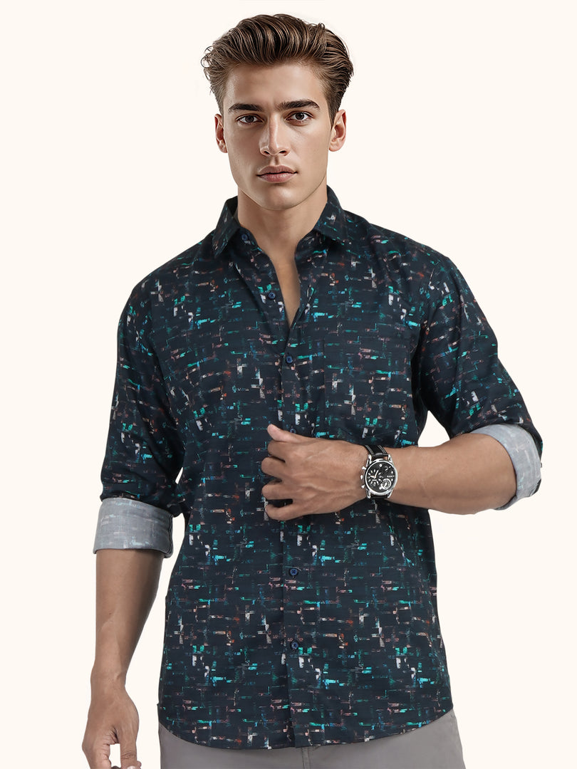 MENS CRACKER MULTI COLOR PRINTED SLIM FIT FULL SLEEVE CASUAL SHIRT