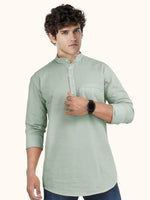 Load image into Gallery viewer, MENS POPCORN GREY PLAIN SLIM FIT SHORT KURTA
