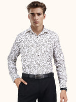 Load image into Gallery viewer, Men Smart Fit Floral Print White Full Sleeves Shirt
