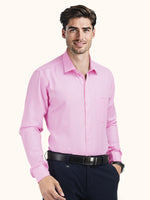 Load image into Gallery viewer, MENS PINK PLAIN SMART FIT FULL SLEEVE FORMAL SHIRT

