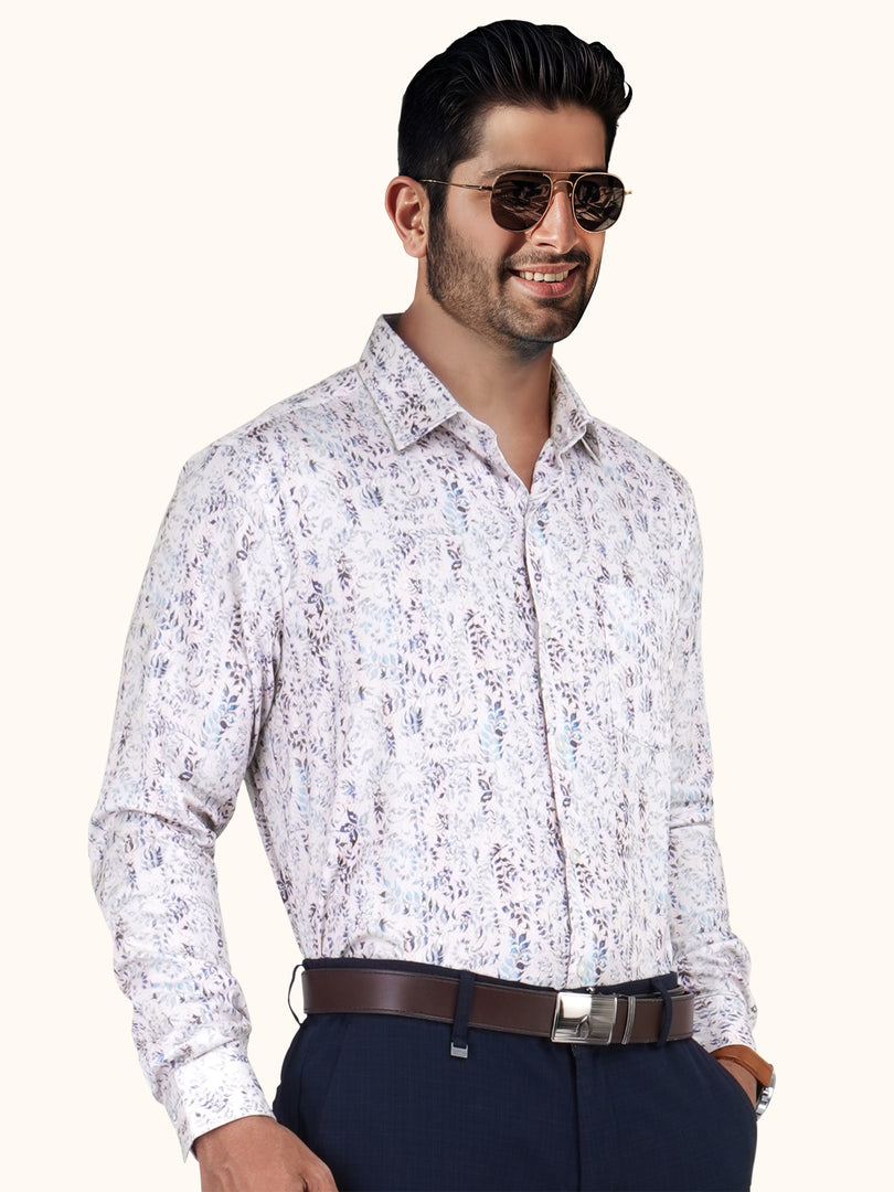 MENS COTTON MULTI COLOR PRINTED SMART FIT FULL SLEEVE FORMAL SHIRT