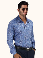 Load image into Gallery viewer, MENS COTTON SKY PRINTED SMART FIT FULL SLEEVE FORMAL SHIRT
