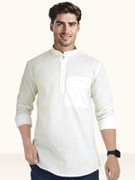 Load image into Gallery viewer, MENS COTTON WHITE PLAIN SLIM FIT SHORT KURTA
