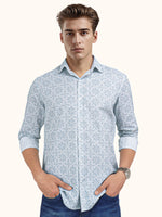 Load image into Gallery viewer, Men Smart Fit Floral Print White Full Sleeve Shirt
