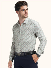 MENS COTTON MULTI COLOR PRINTED SMART FIT FULL SLEEVE FORMAL SHIRT